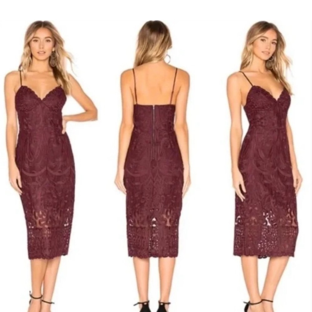 Bardot Burgundy Lace Midi Dress